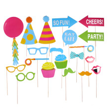 20-teiliges Geburtstags-Set mit Papiermasken und Selfie-Accessoires