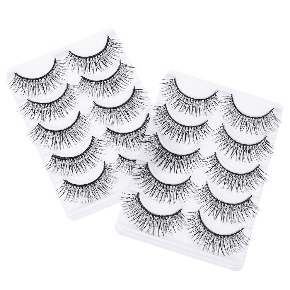 Totority Black 10Pairs Thick Volume Fake Lashes Soft Fiber Makeup Eyelash Sets