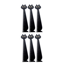 6pcs cartoon cat shape wooden ruler for students school supplies