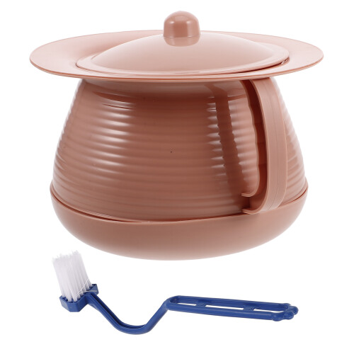 portable plastic urinal with lid and brush for home use, spill proof