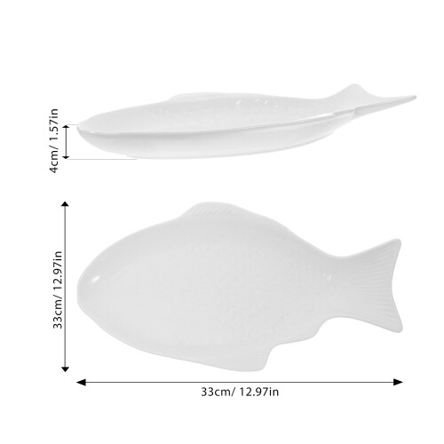 White Porcelain Fish Shaped Serving Plate Multipurpose Snack Tray 1