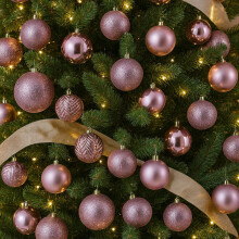 Neo Frosted Pink 36PCS Christmas Tree Ornaments Set Baubles Glitter Balls Holiday Festive Decorations Assorted Sizes Colours Home Party Décor
