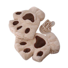 19x16 cm plüsch fingerlose mit tierpfote beige