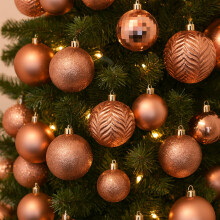 Neo Champagne 36PCS Christmas Tree Ornaments Set Baubles Glitter Balls Holiday Festive Decorations Assorted Sizes Colours Home Party Décor