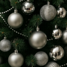 Neo Silver 36PCS Christmas Tree Ornaments Set Baubles Glitter Balls Holiday Festive Decorations Assorted Sizes Colours Home Party Décor