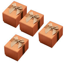 4Stk Papier Geschenkbox Für Schmuck Und Uhr Orange Mit Schleife