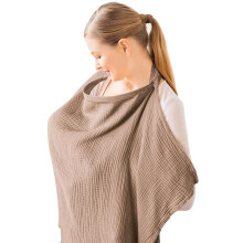 Muslin Cover for Breastfeeding Babies Nursing Cover With Rigid Hoop On-The-Go Nursing Scarf Apricot Light Brown