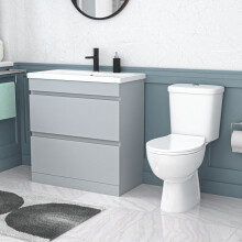 Nes Home 800mm Matte Grey 2 Drawers Handleless Basin Vanity Close Coupled Toilet