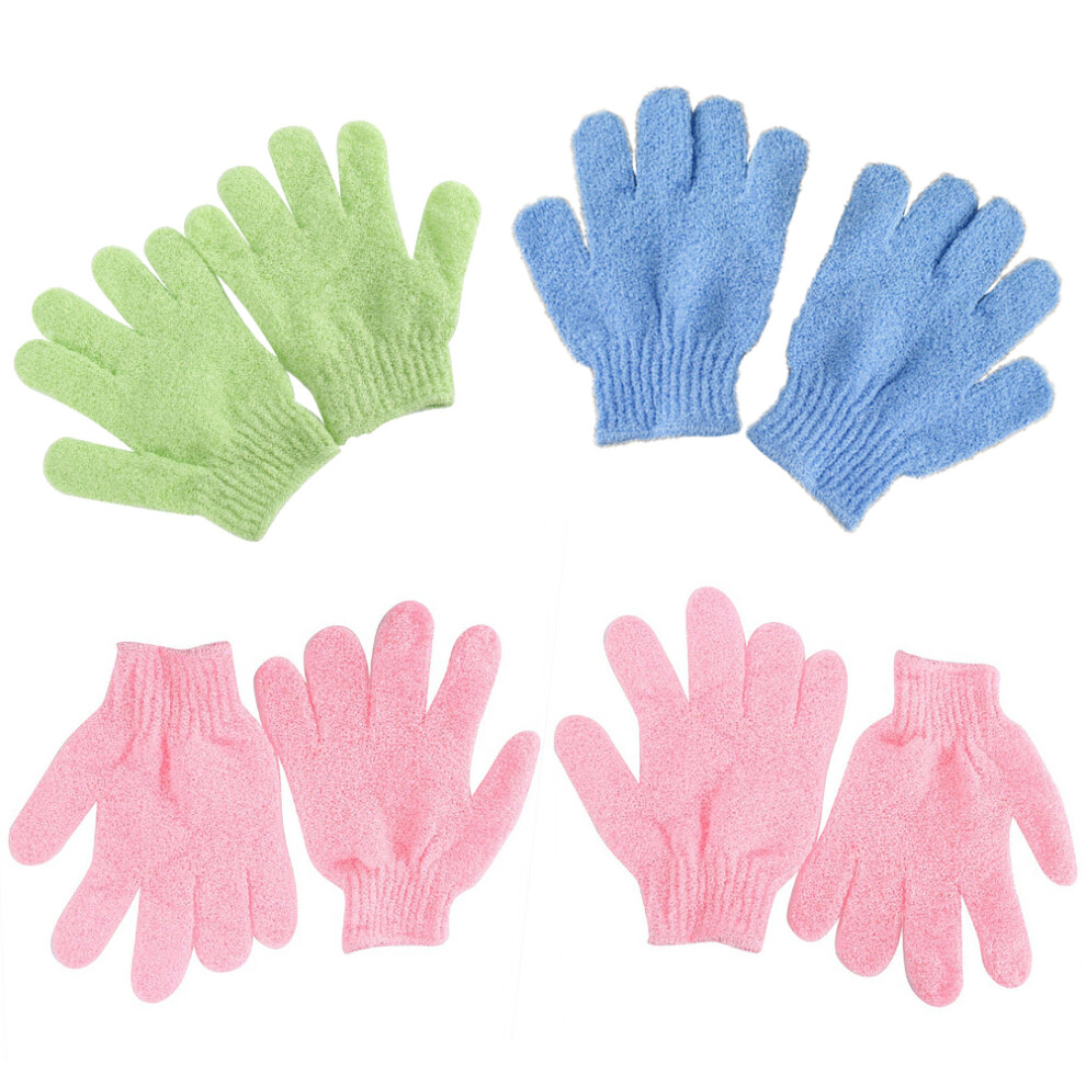 Iplusmile 4 Pairs Nylon Shower Exfoliating Gloves For Body Scrub
