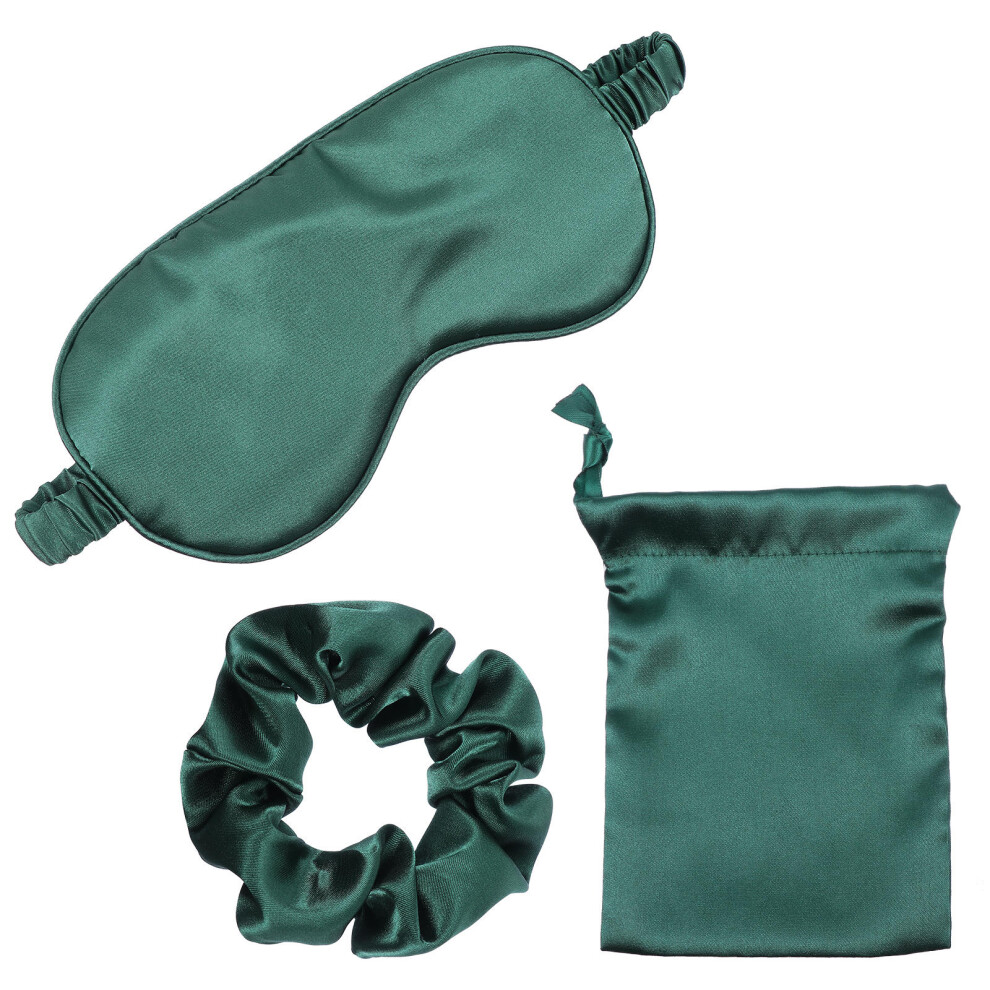 Solustre 3Pcs Set Silk Eye Mask Sleep Mask And Hair Rope Storage Bag