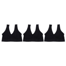 3Pcs Black Wirefree Sports Bra Nylon Yoga Running Fitness Underwear