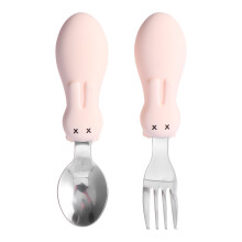 1 set babybestek, leerservies met steel zuigelingen
