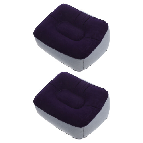 2 opblaasbare voetsteunkussens met flocking pvc, grijs &