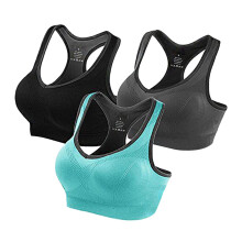 3 stuks dames bh tank top naadloos stretch, zwart grijs blauw - maat L