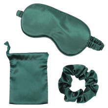 3-teiliges Set: Seidenschlafmaske, Haargummi-Organizer mit Tasche