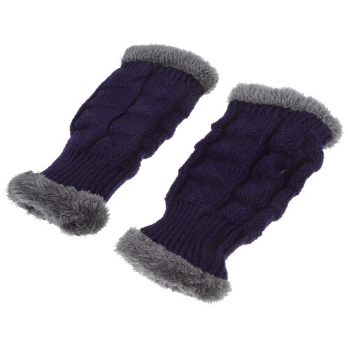1 paar gestrickte Halbfinger- , dicke Winter-Wärmehandschuhe 2