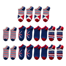 10 pairs america flag print shallow boat socks for men breathable low