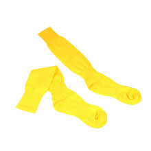 1 pair solid color knee high sports socks yellow, free size
