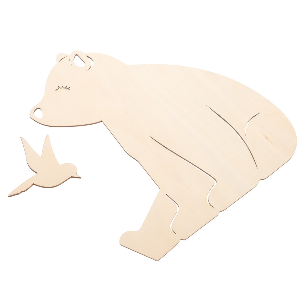 Solustre 1Set Sturdy Wood Animal Wall Decals Cartoon Style Bedroom Wall Sign