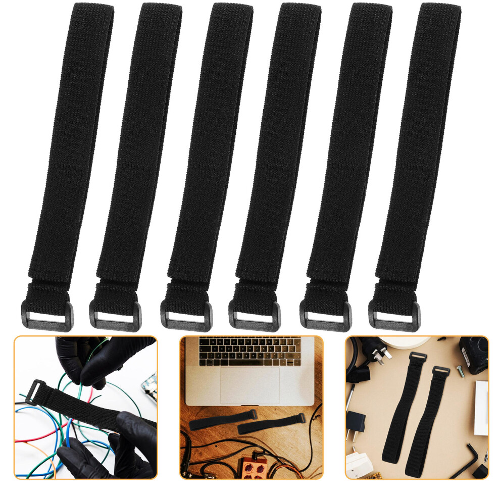 20Pcs Hook & Loop Cable Ties Black Fastening Organizer Reusable Straps 3312908691707