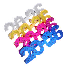 4pcs 2026 happy new year glitter number glasses party photo props