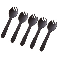 100 stuks 2-in-1 sporks zwart, wegwerp voor dessert