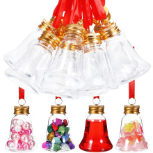 12 pcs fillable christmas booze ball jars, clear plastic ornaments