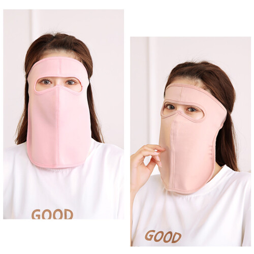 2 pezzi protezione collo cotone seta ghiaccio donna nero+rosa 1