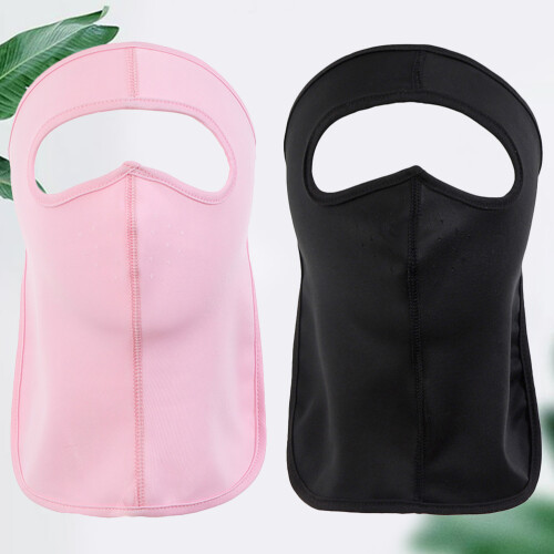 2 pezzi protezione collo cotone seta ghiaccio donna nero+rosa 2