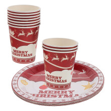 20-teiliges Papp-Set mit Tellern und Bechern für Weihnachten und Winter