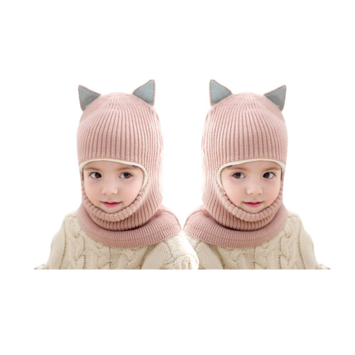 cappello antivento con sciarpa 2-5 anni rosa 2
