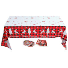 1 set weihnachtsgeschirr mit tellern, servietten, tischdecke für party