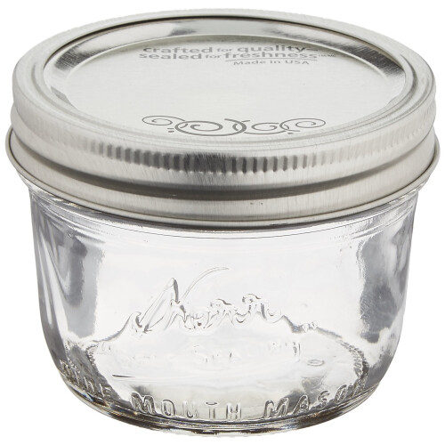 Jarden Kerr Wide Mouth Half-Pint Glass Mason Jars 8-Ounces with Lids and Bands 12-Count per Case (1-Case)