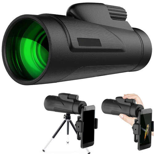 telescopio monoculare 12x50 con treppiede e smartphone 2