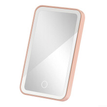 Car Interior LED Lighted Makeup Mirror USB Charging Adjustable Brightness Pink Car Vanity Mirror