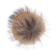 kunstpelz-pompon mit druckknopf für hut schal