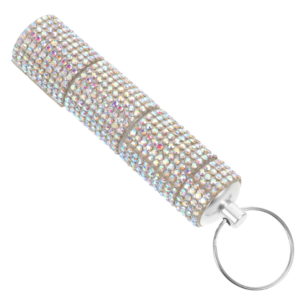 Aboofan Rhinestone Pill Keychain Holder 3-Compartment Metal Medicine Case Travel