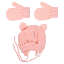 set wintermuts en handschoenen met pompom en oorflappen