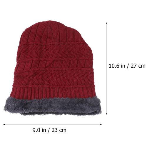 wintermütze mit schal set , verdickt, karmesinrot 1