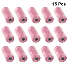 1 com 15 sacos descartáveis estampados para fezes de animais (rosa)