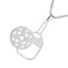 Pickleball Necklaces Stainless Steel Hollow Pendant Unisex Silver For Women And Men Outdoor Travel Gym Sports