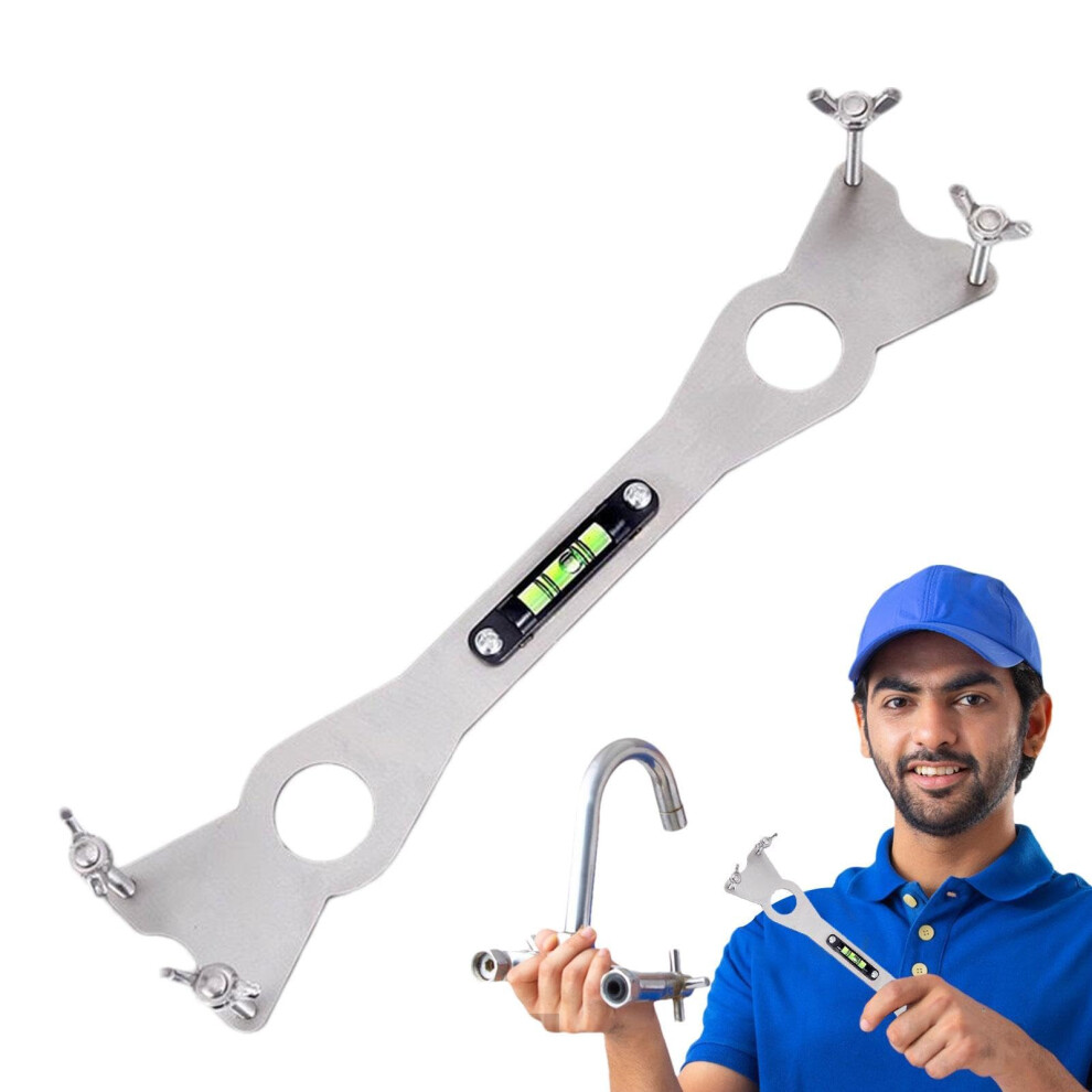 Plumbing Key Stainless Steel Undersink Tap Tool With Spirit Level, Faucet Wrench, Sink Key Tool For Bathroom And Kitchen 9084446170672