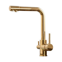 3 Way Filter Faucet - 360 Degree Rotatable Gold Kitchen And Bathroom Faucet, Hot And Cold Water, Two-Handle