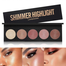 5 Colors Shimmer Highlighter , Face-Contour Shiny Glow Highlight Powder for Facial Brightening Shaping Highlighter , High Gloss Natural