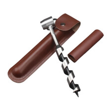 Bushcraft Settlers Tool Survival Hand Auger Wrench, Manual Wood Auger Bit Set, Post Digger With Leather Case