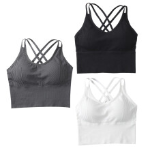 3 pezzi canotte con cinghie incrociate, top yoga