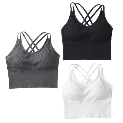 3 pezzi canotte con cinghie incrociate, top yoga