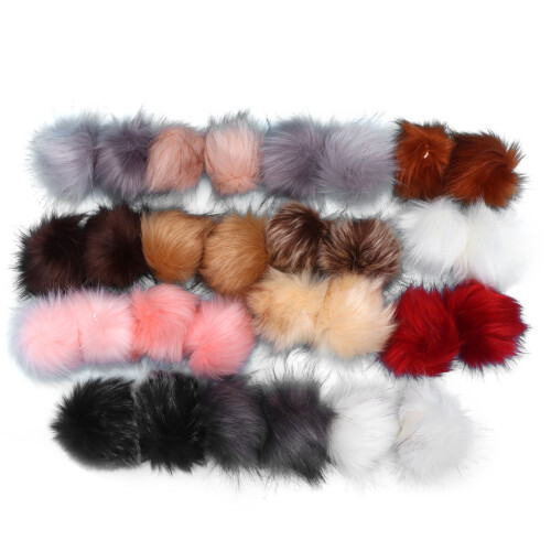 30 unid. pompons pelúcia 10 cm com elástico para chaveiro e decoração
