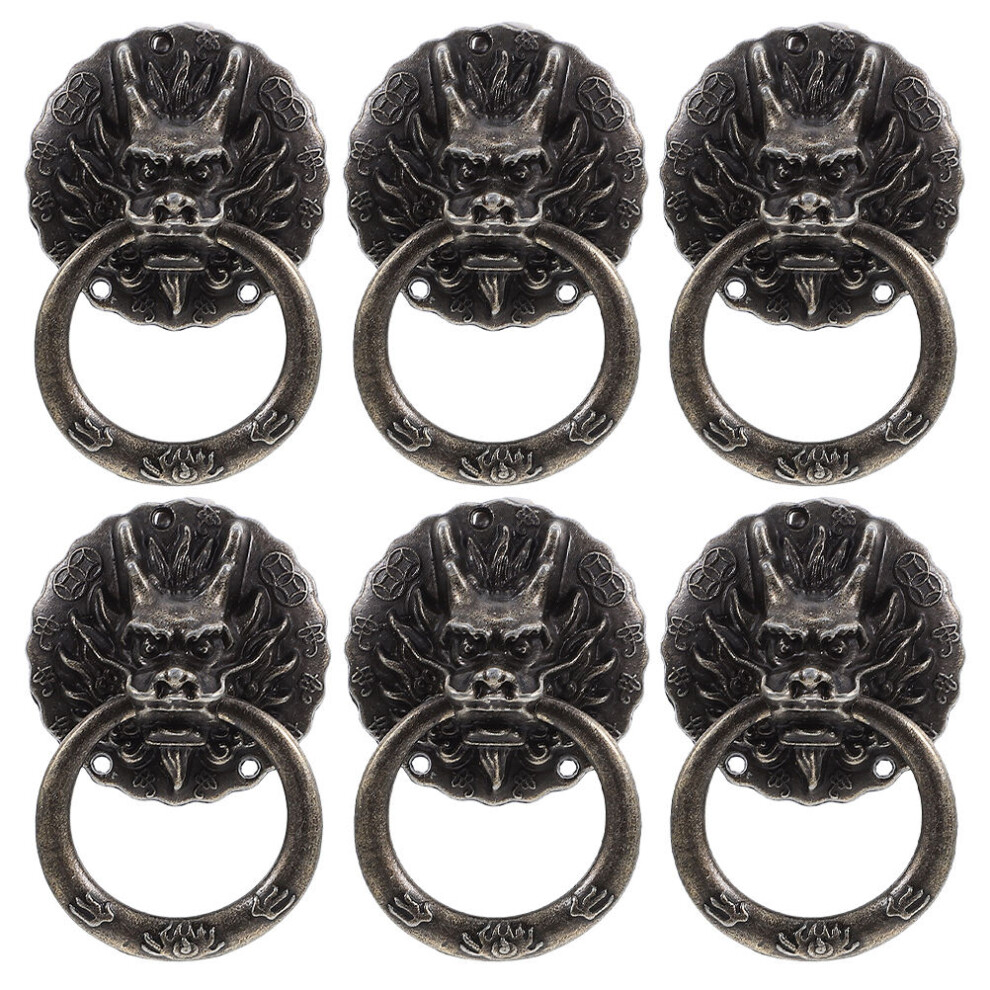 6Pcs Vintage Alloy Drawer Pulls, Retro Bronze Metal With Screws 3313972327462