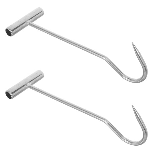 2Pcs Manhole Hook Tool: 12.18 Inch Single Hook For Lifting Cover